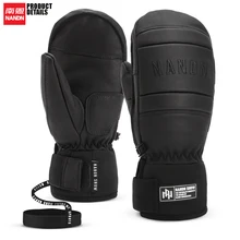 NANDN лыжные перчатки кожаные зимние теплые ветрозащитные сноуборд