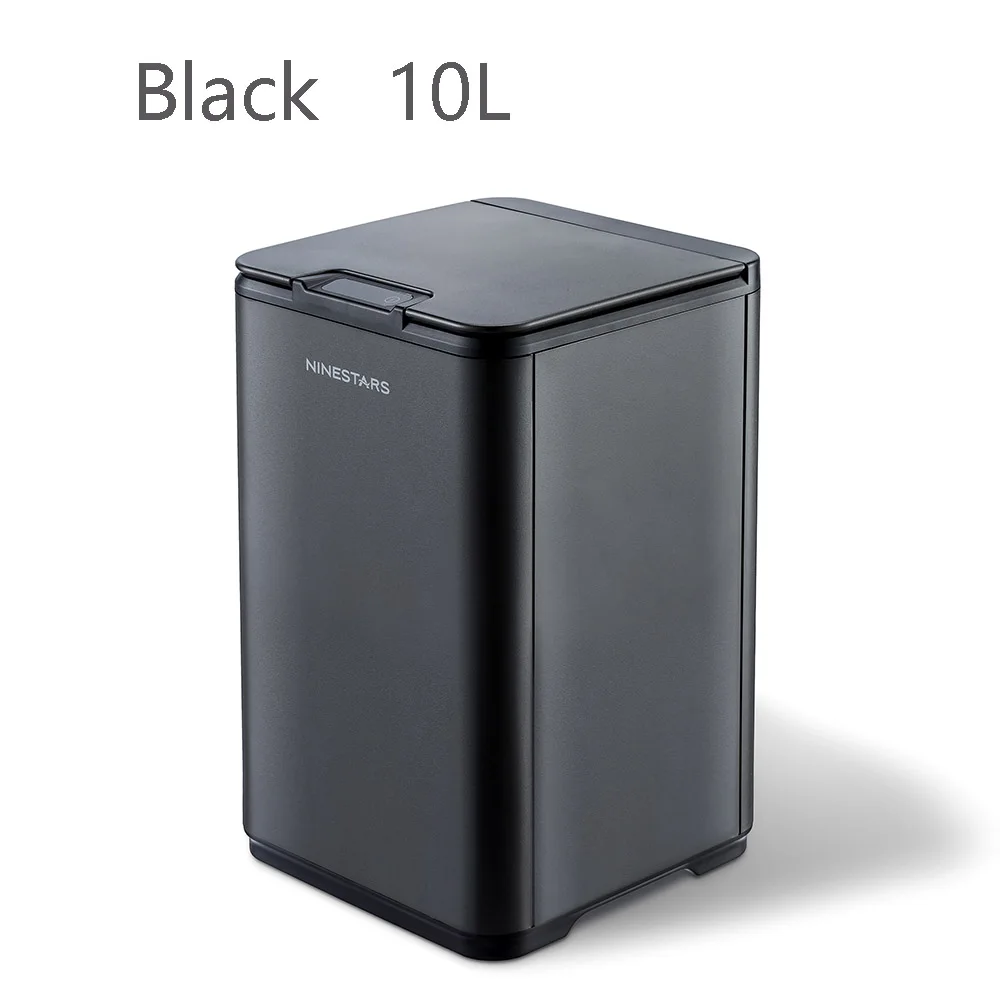 Ninestars 10л IPX3 Водонепроницаемый мусорный бак датчик бытовой умный мусорный бак Бесконтактный мусорный бак от xiaomi youpin - Цвет: Black 10L