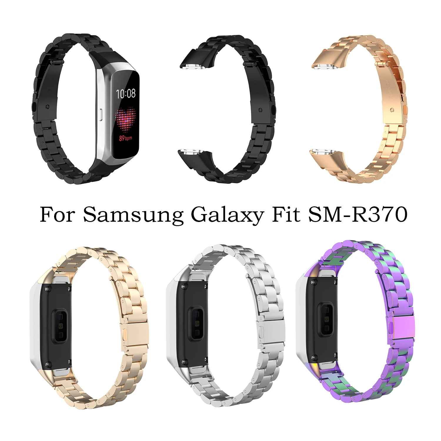 Три beadsнержавеющей часы с металлическим ремешком ремешок для samsung Galaxy Fit SM-R370 Смарт часы ремешок аксессуары для Fit SM-R370 Correa