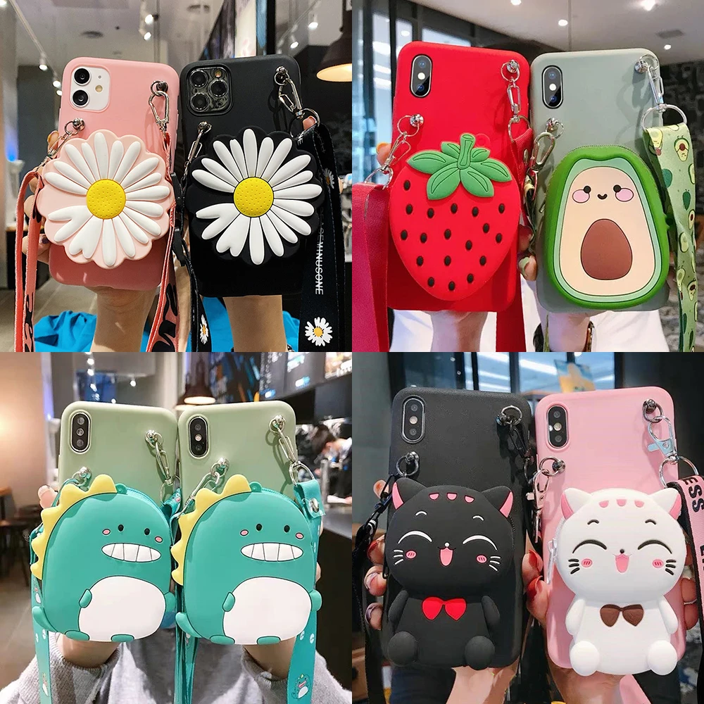 cute samsung cases Wallet Purse Coin Bag Phone Case For Samsung Galaxy A10 A20 A20E A30 A30S A10S A10E A40 A50 A50S A70 A90 5G Cartoon Cover cute samsung cases