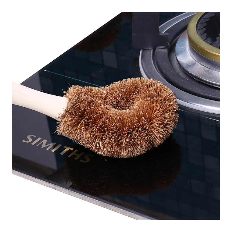 Natural Coconut Brown Nonstick Oil Long Handle Pot Brush Dish Washing
