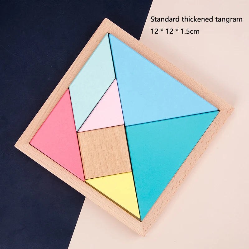 

Wooden Puzzle Toys Ice Cream Color 3D Puzzle Wooden Tangram Children Pre-school Magination Intellectual Educational Toy For Kid