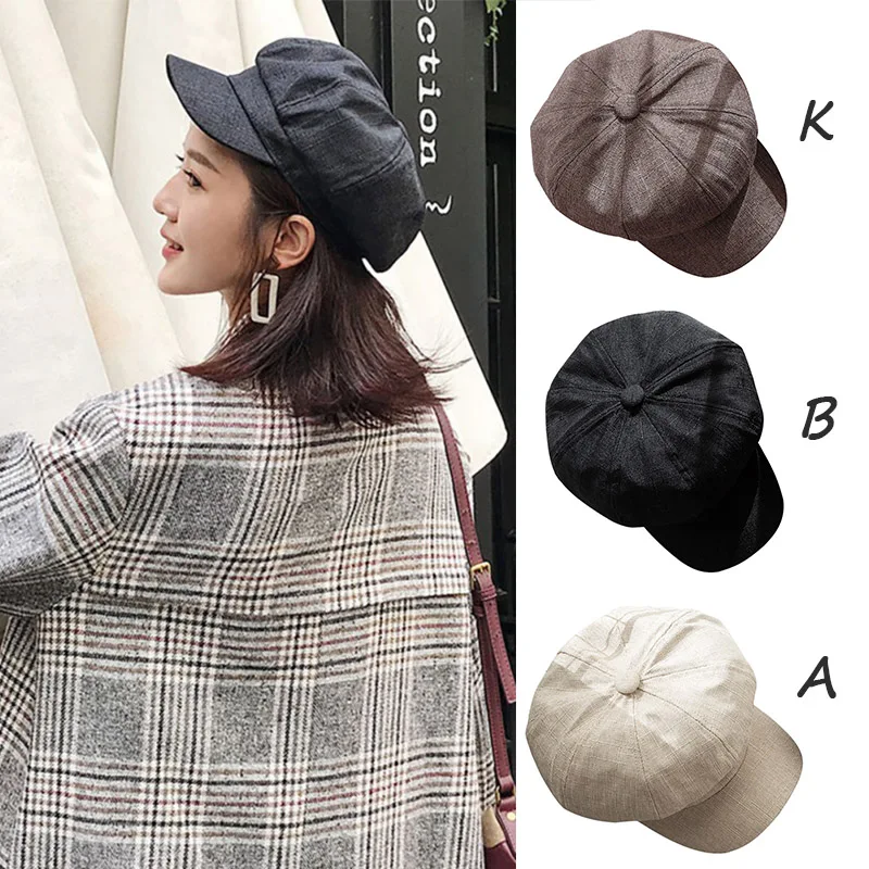 

Ladies Casual Vintage Winter Warmer Fashion Cap Retro Classical Women British Style Octagonal Hat Solid Color Comfortable Hats