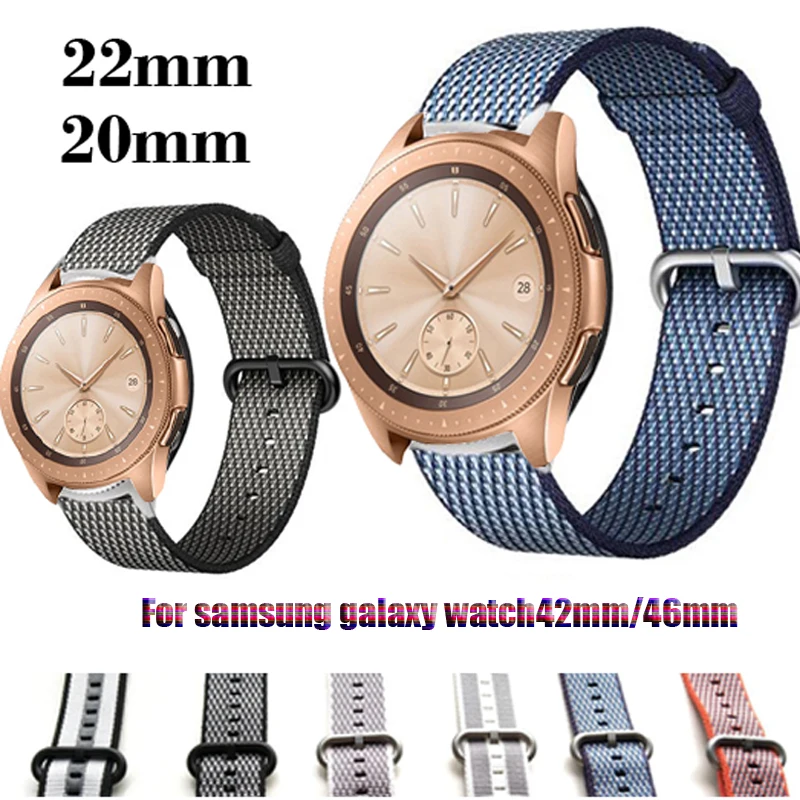 YHNUJM нейлоновый ремешок для часов 22 мм 20 samsung galaxy Watch 42 46 Смарт
