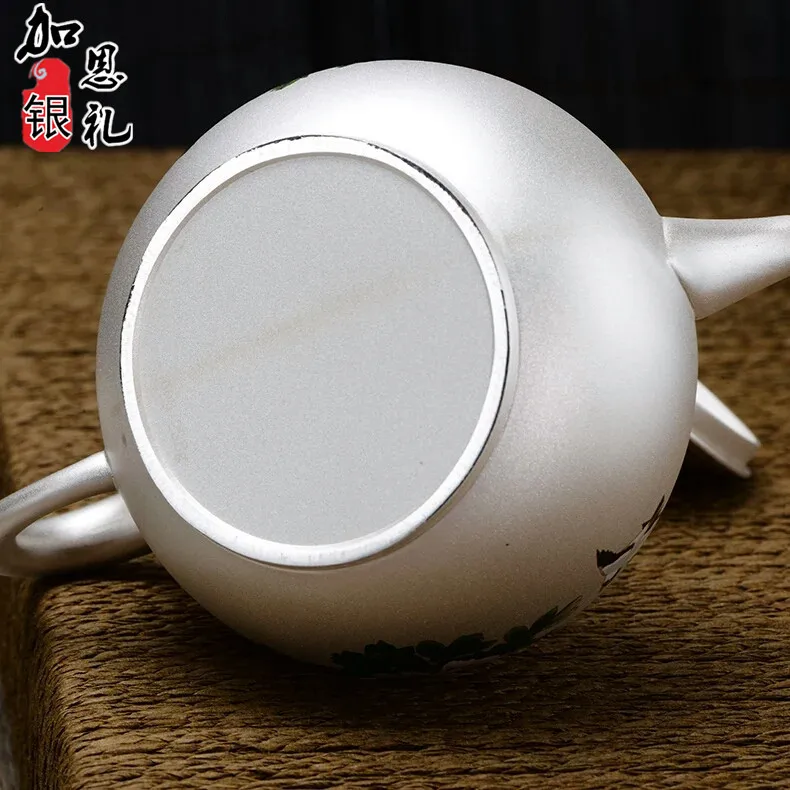 Teapot, kettle, hot water teapot, handmade sterling silver cloisonne tea set, gift collection, kung fu tea set