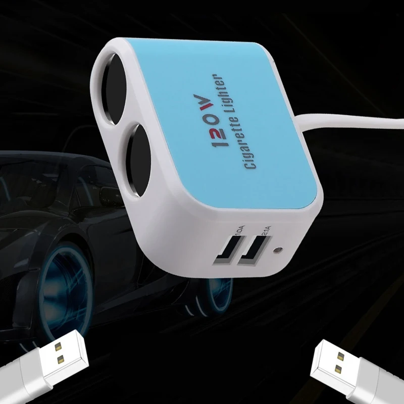 Universial 2 Way двойной автомобильный прикуриватель Разветвитель 12 в USB зарядное устройство адаптер питания автомобильный интерьерный аксессуар 4 цвета