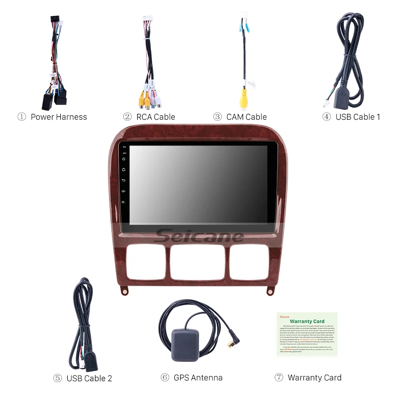 Seicane 2din Android 8,1 Автомобильный мультимедийный плеер для 1998-2005 Mercedes Benz S Class W220 S280 S320 S350 S400 S430 S500 S600 AMG