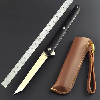 

Free shipping ball bearing system tactical folding knife 440C blade wood handle easy carry rescue camping knife outdoor EDC tool