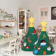 Трехмерные круглые фетровые Рождественские елки, новогодние подарки, детские игрушки, искусственные елочные украшения, Рождественское украшение для дома