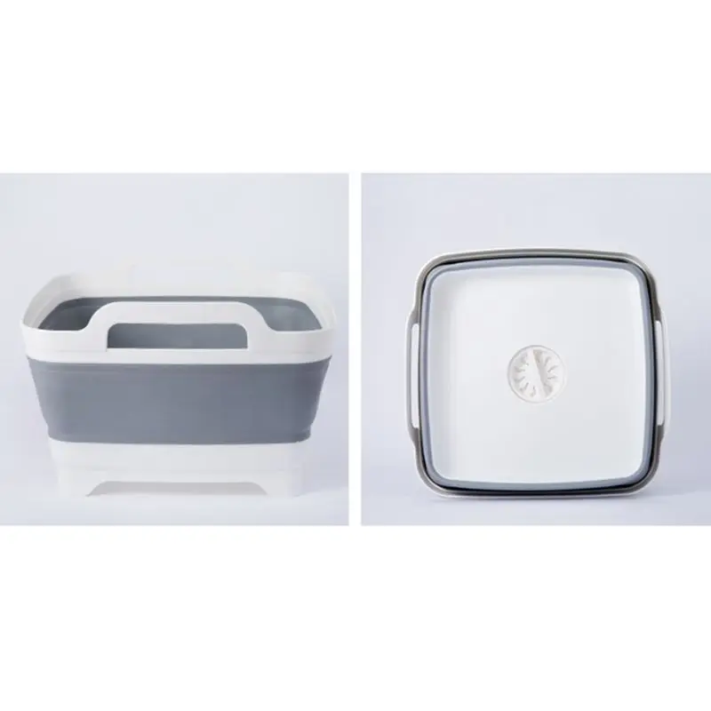 Square Fruit Vegetable Washing Washbasin Kitchen Product Supply Folding Sink Drain basket Travel Outdoor Camp Portable Basins