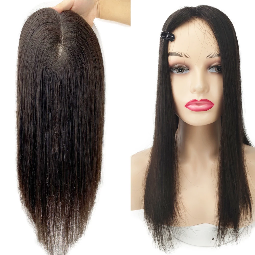 Silk Base Hair Topper 15x16CM Brazilian Virgin Human Hair Natural Hairpieces For Women Breathable Clip In Hair Extension 6x6inch