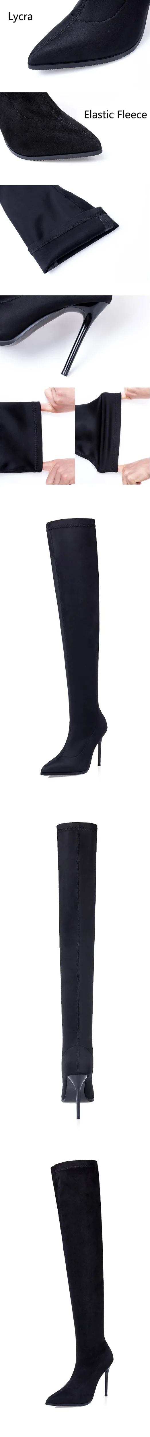 D Knight Sexy Pointed Toe Women Stiletto High Heel Over The Knee Boots Fashion Nightclub Stretch Women's Thigh High Boots Shoes (7)