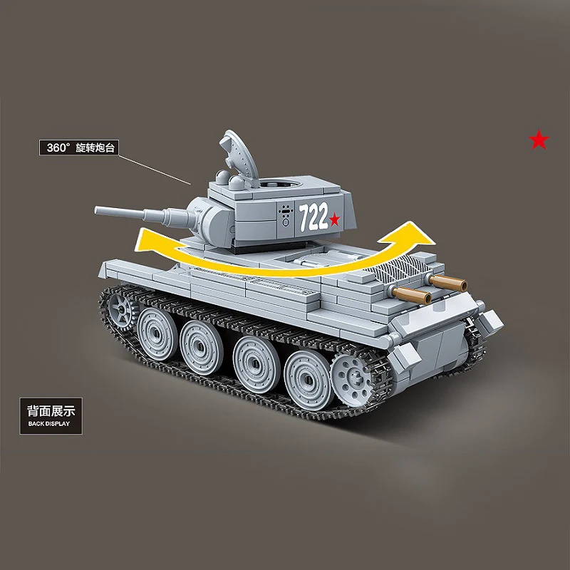 WW2 Military BT-7 Soviet Union Light Tank Soldier Weapon Building Blocks Military Tank weapon acces
