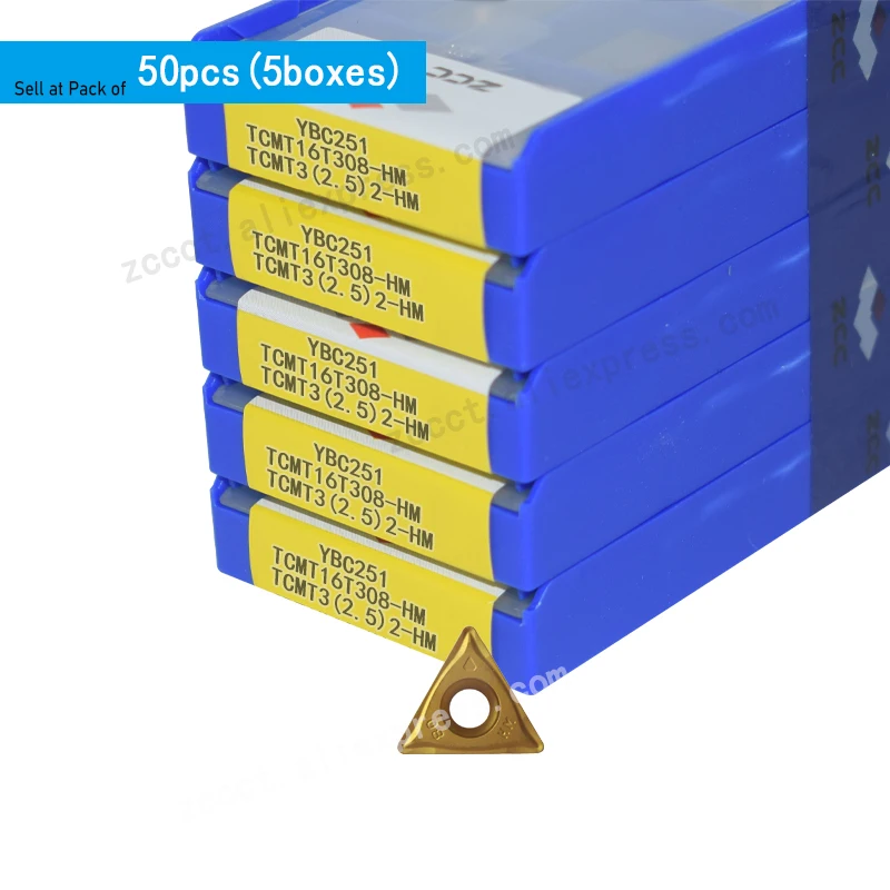 50 шт. ZCC пластина TCMT16T308-HM YBC251 режущий инструмент TCMT 16t308 HM вставить токарный станок