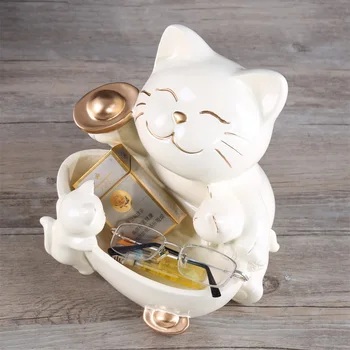 

Japanese-style Personality Lovely Lucky Cat Doorway Key Remote Control Decoration Entrance Key Disk Storage Box Home Storage