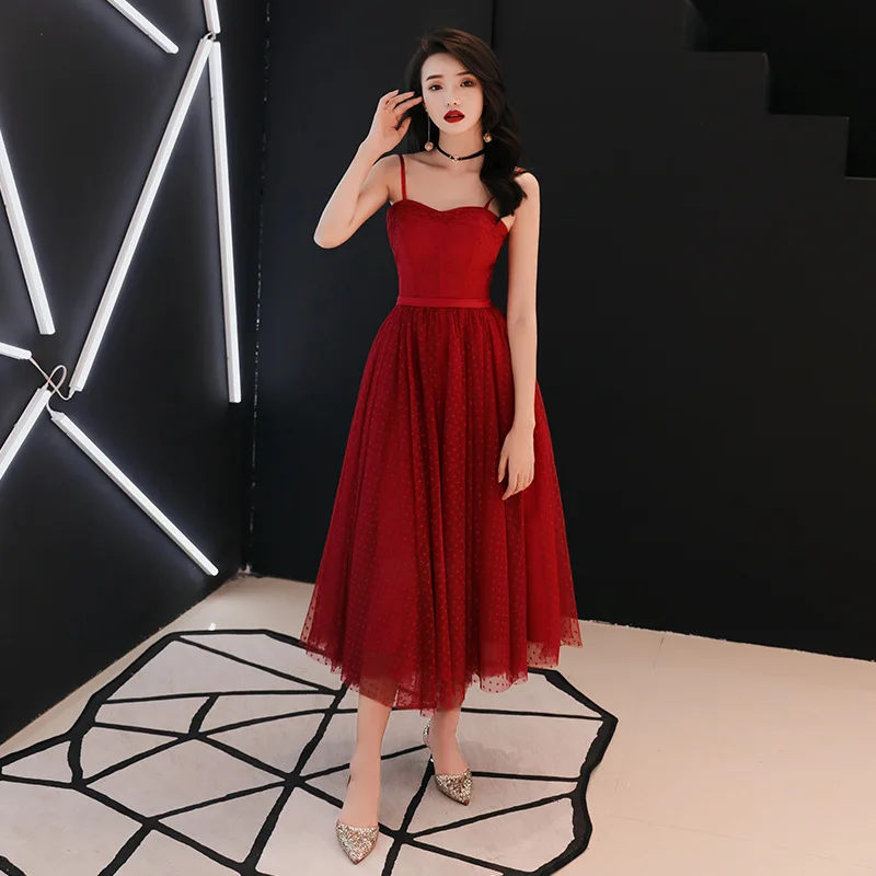 

Dress for Toast Bride 2019 New Style Autumn And Winter Return Feast Formal Dress Camisole Red Slimming Engagement Huimen Dress W