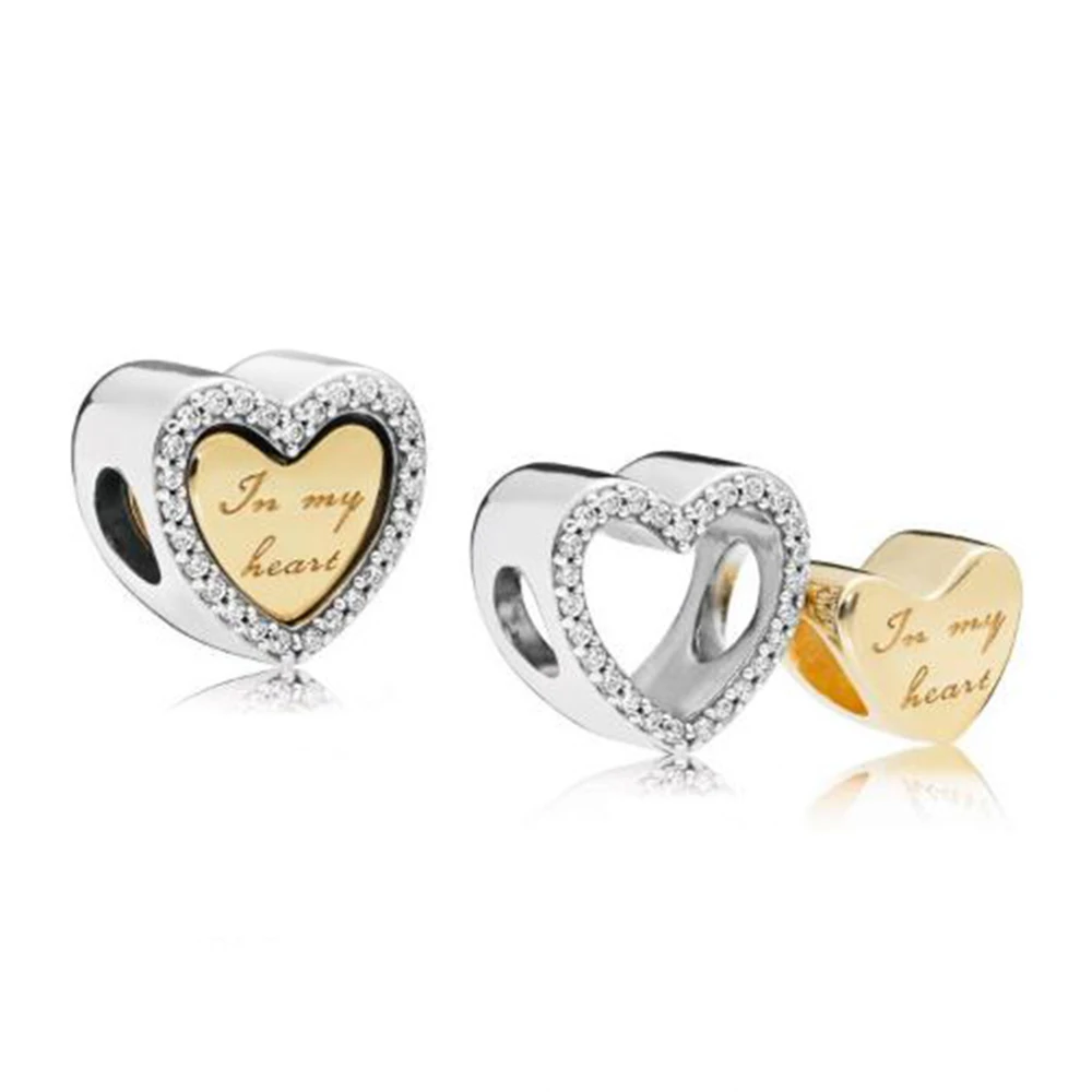 

In My Heart Split Heart Charm 100% Real 925 Sterling Silver Heart Charms Fit Original Bracelet Diy Jewelry