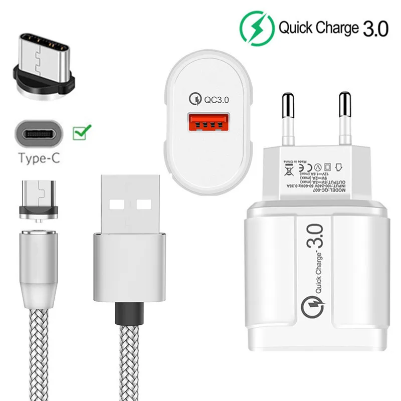 Магнитный зарядный кабель USB QC 3 0 Type C для Samsung Galaxy A5 A7 2017 A50 C9 Pro Note 10 Google Pixel 3a