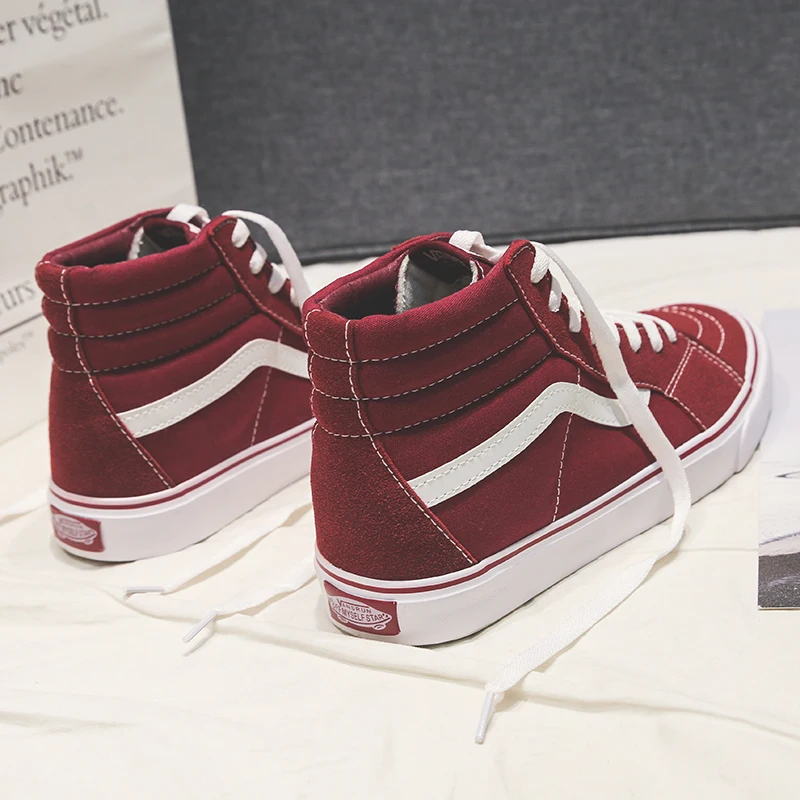 TRILEINO sk8 hi бордовые классические мужские туфли из вулканизованной парусины женские высококачественные черные туфли для скейтбординга кроссовки средней высоты
