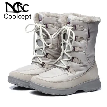 

CoolCept Lady Cross Strap Simple Keep Warm Snow Boots Thick Bottom Plush Fur Mid Calf Boots Brand High Quality Shoes Size 36-40