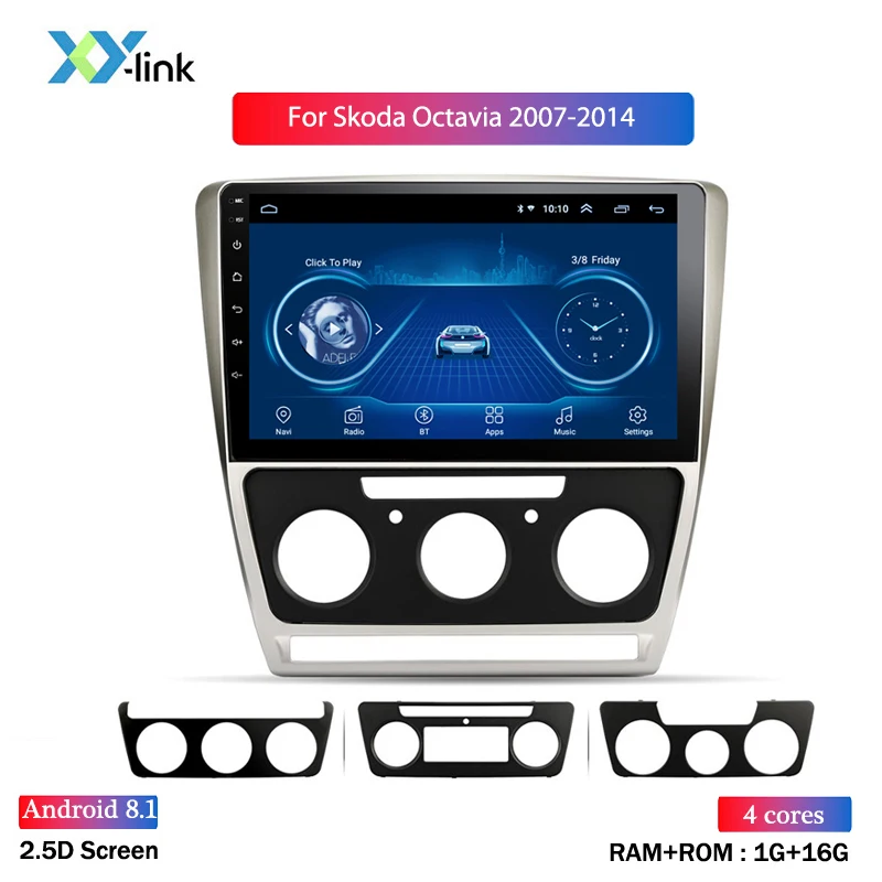 4 CORES 1G RAM Android 8,1 ips 2.5D full touch 10 дюймов для Skoda octavia 2007- Автомобильный dvd gps Видео Радио Мультимедиа Навигация - Цвет: 4 CORES 1G RAM