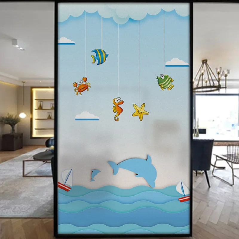 Sea Whale Custom Size Glass Sticker Static Cling Home Decoration Vinyl Tint Film For Window Door Cabinet Wardrobe DIY 50cmx100cm | Дом и сад