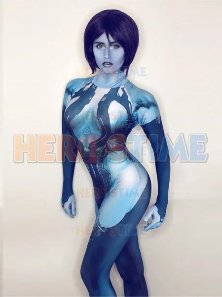 Halo Cortana Косплэй костюм видеоигры Карнавальный для девочек спандекс игры зентай