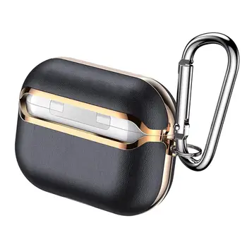 

For Apple Air Pods Pro Case With Hook Luxury Soft Tpu+pu Leather Shockproof Earphone Protective Cover