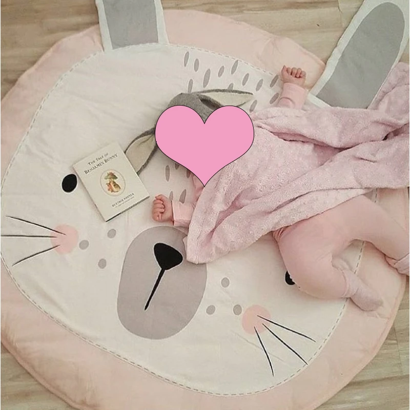 Koodykids, детский игровой коврик, мультяшный медведь, Лев, кролик, игровой коврик, детский игровой коврик, коврик для спортзала, хлопковые круглые коврики, 90 см, декор для детской комнаты