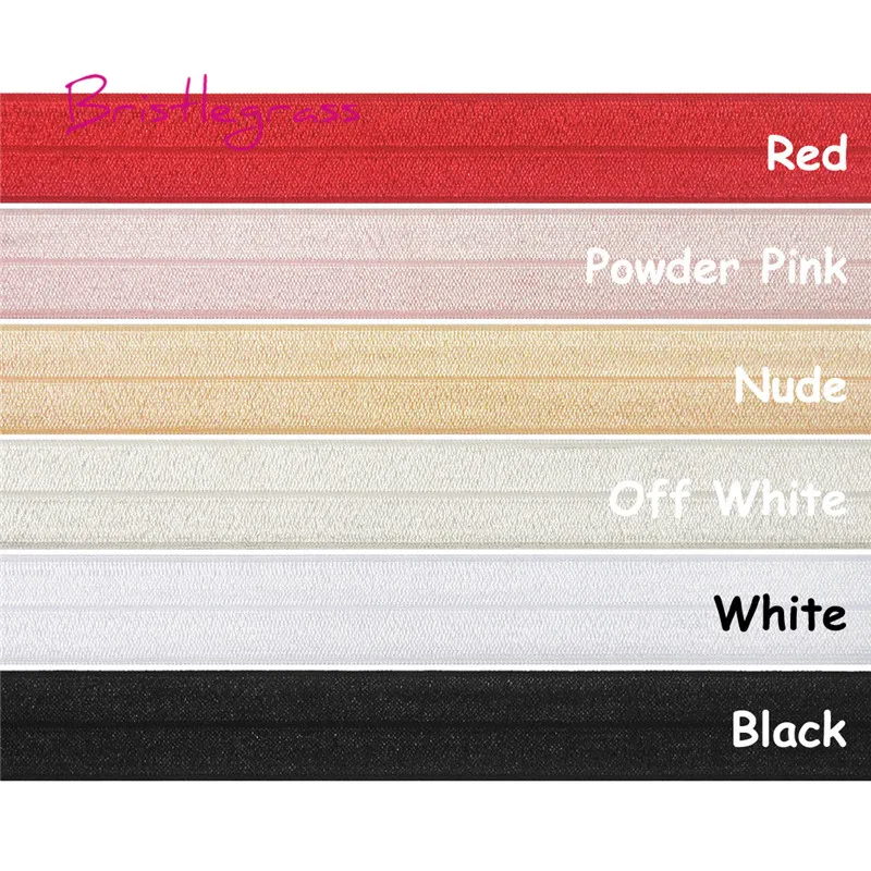

BRISTLEGRASS 100 Yard by Roll 1" 25mm Solid Shiny FOE Fold Over Elastics Spandex Satin Bands Headband Hair Tie Dress DIY Sewing