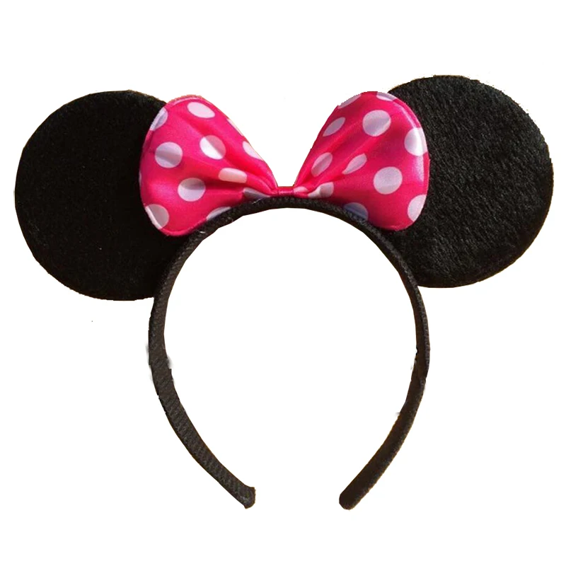 6pcs/lot Red Pink Bows Minnie color Rosa Ear Headband Baby Hair Accessories Kids Birthday Party Halloween Supplies Party decor