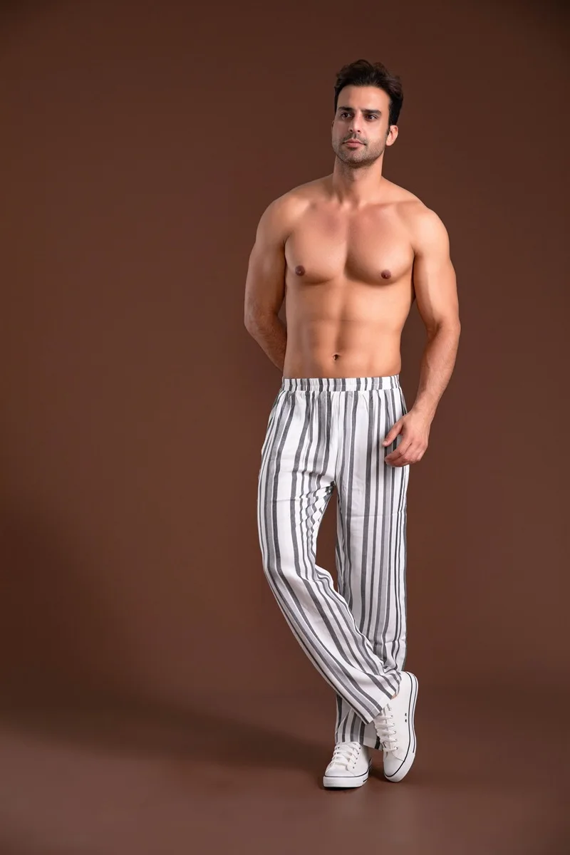 pink silk pajamas Mens Pajama Pants Casual Home Suit Sleep Bottoms Stripe Wear Outside Thin Man Trousers Loose Breathable Big Size Cp Pyjama Pants black pajama pants