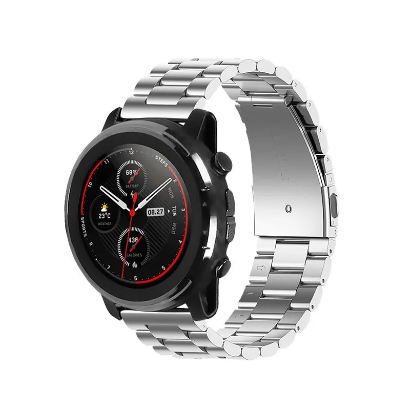 Металлический классический браслет из нержавеющей стали для Amazfit Stratos 3 ремешок