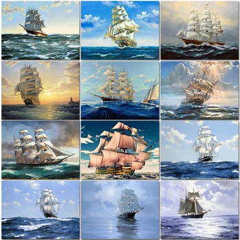 

Abstract Art Diamond Painting Ship Embroidery Diy Crystal Diamond Cross Stitch Diamond Mosaic Picture Gift Handmade Jq695