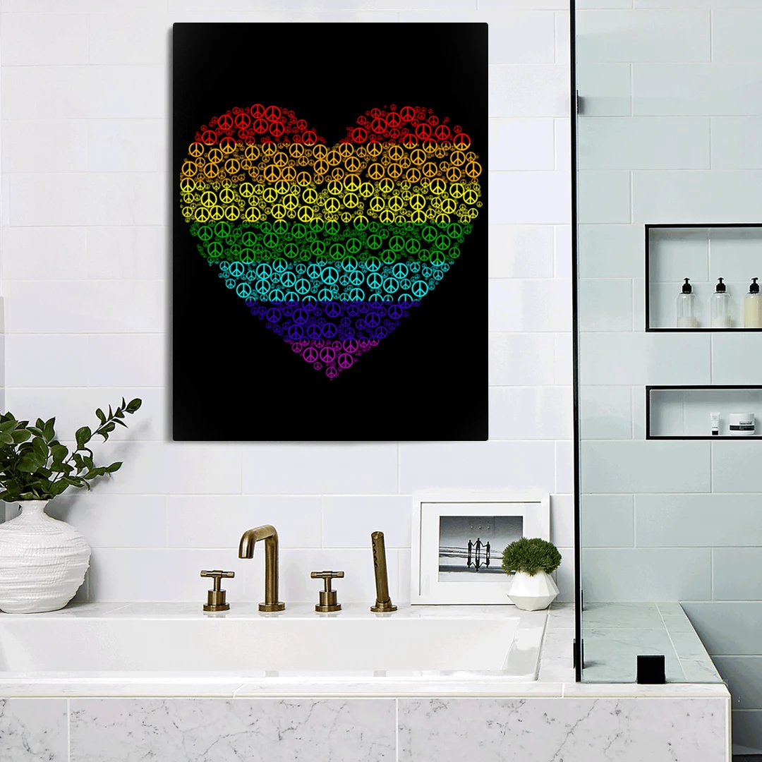 

CAPICS Original Peace&Love LGBT Waterproof No Fade Ready To Hang Wall Art Bathroom Decoration Wall Canvas Dropshipping Factory