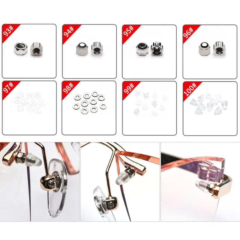 1 Set Adult Kids Glasses Sunglasses Eye Glass Repair Kit Screws Nuts Pads Universal Optical Repair Tool Accessories Set