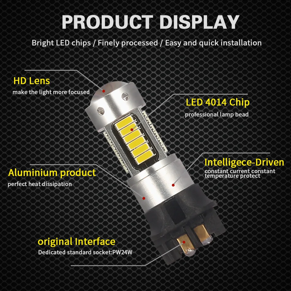 AILEO 2x без OBC Ошибка Canbus Белый светодиодный PW24W PWY24W лампы для Audi BMW VW поворотник DRL светильник 6000k 3000k желтый 12 В 600LM