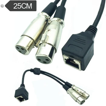 

2* XLR 3 Pin Female To RJ45 Female Network Adapter Short Connector Cable 25cm