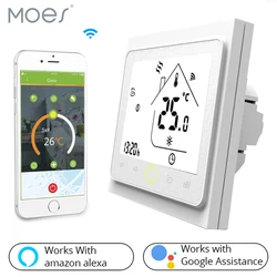 Thermostat WiFi intelligent, régulateur de température, pour le chauffage de l'eau et du chauffage électrique au sol, chaudière à eau et à gaz, fonctionne avec Alexa et Google Home 