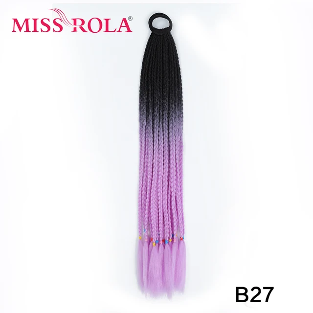 Synthetic Chignon Hair 60cm Hair Color Gradient Dirty Braided Ponytail Women Elastic Hair Rubber Band Hair Accessories Headband B27
