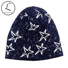 GZHILOVINGL Новое поступление мягкая шапка с принтом звезд шапка для женщин повседневные хлопковые мешковатые шапки-Боб Skullies мужские зимние шапки для женщин