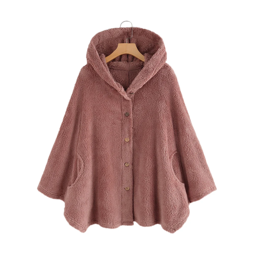 VICABO Long Sleeve Hooded Warm Womens Coat Casual Solid Color Button Coats Woman Jacket Fleece | Женская одежда