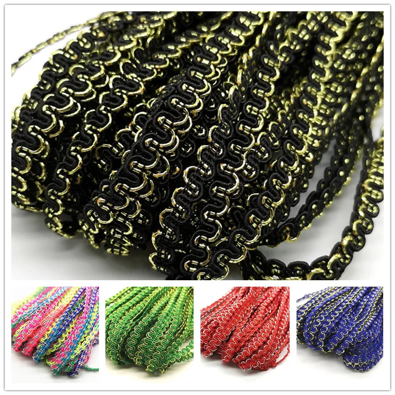 Lace Ribbon Lace Garment Accessories Lace Sewing Supplies Lace Accessories Lace Sewing Accessories Clothing Accessories 5 yards 6mm Gold Silver Line Wave Lace Ribbon Stage Performance Dress Costume Handmade Trims Wedding Party Accessories