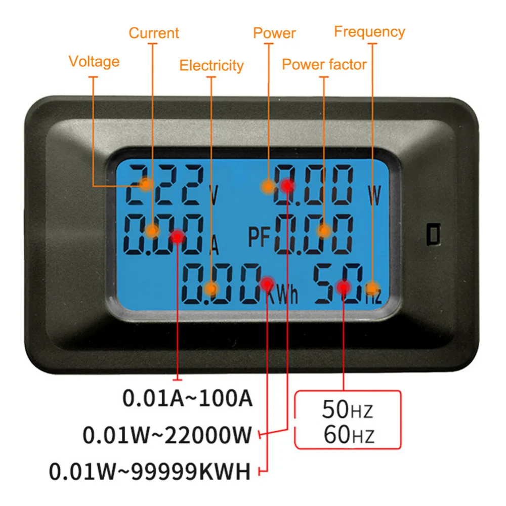 P06S-20A/100A AC ЖК-дисплей цифровой Панель мощность Ватт метр монитор напряжение 0,01 КВТ-ч вольтметр Амперметр тестер DIY Инструменты для электрика