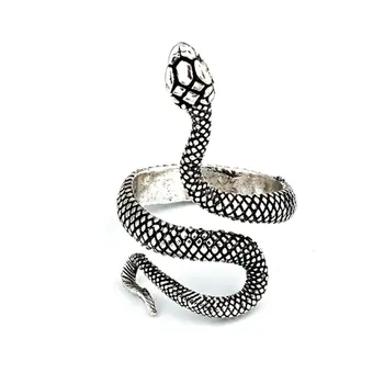 

European And American Vintage Silver-Plated Paint Snake Ring Men And Women Universal Ring Adjustable Ring Jewelry