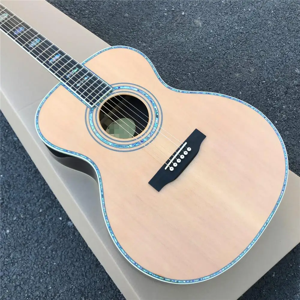 Solid cedar top OM style Акустическая гитара, 40 дюймов настоящий Абалон эбеновая гриф электрогитара Акустическая