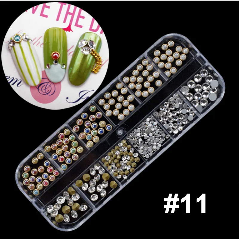 Mixed Colorful Rhinestones For Nails Crystal Stones Gems Manicure Accessories Studs 27 Models Diamonds 3D Nail Art Decorations - Цвет: 11