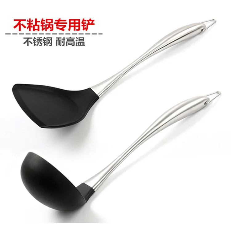 Silicone Spatula　 Non-Stick Pan Only Shovel Stainless Steel Handle High-temperature Resistant Silicone Spoon Cooking Spatula Lad