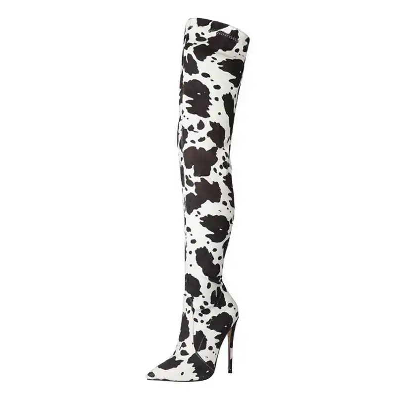cow print knee high boots