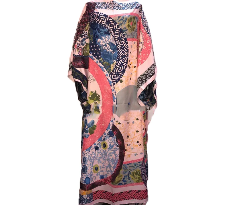 african attire for women 2020 Middle East Popular Printed Batwing Sleeve Summer Bohemian Silk Maxi dress мусульманская Turkey Women outlet Silk kaftan africa dress